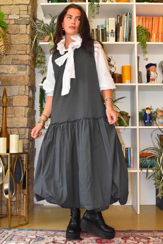 Paloma Tela Bubble Dress Charcoal