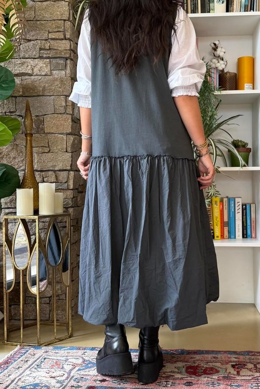 Paloma Tela Bubble Dress Charcoal
