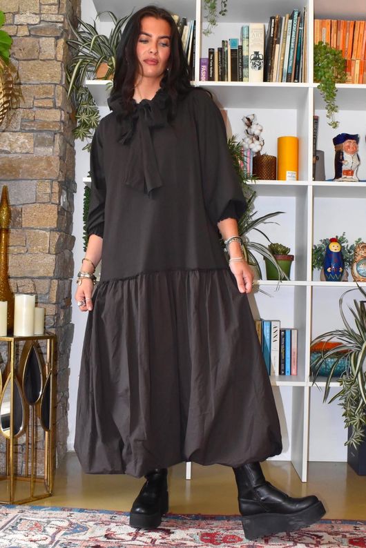 Paloma Tela Bubble Dress Coffee Bean