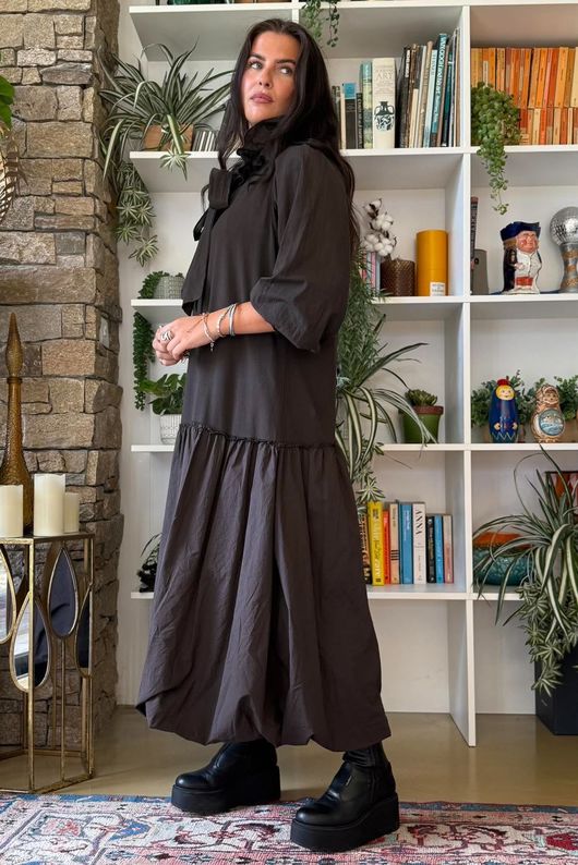 Paloma Tela Bubble Dress Coffee Bean