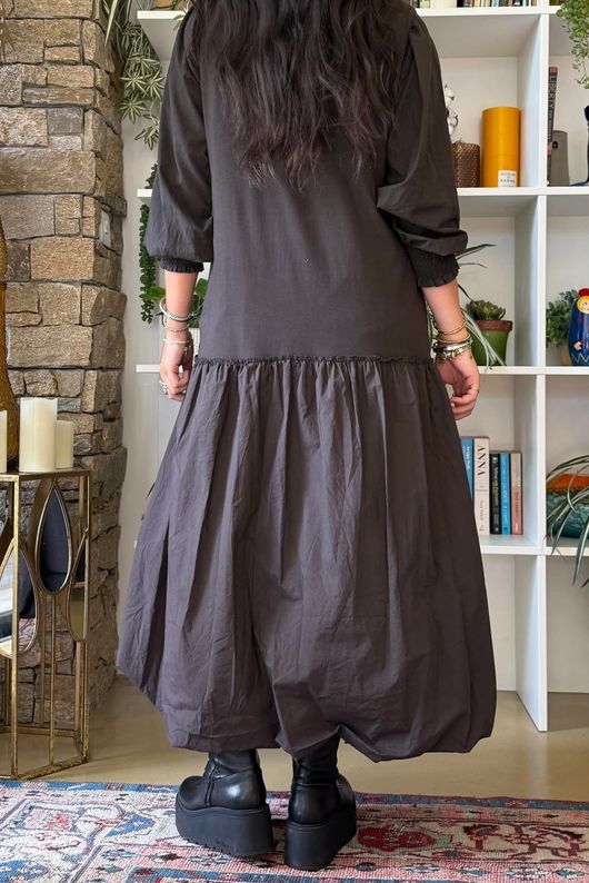 Paloma Tela Bubble Dress Coffee Bean