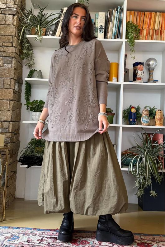 Paloma Tela Bubble Dress Deep Olive
