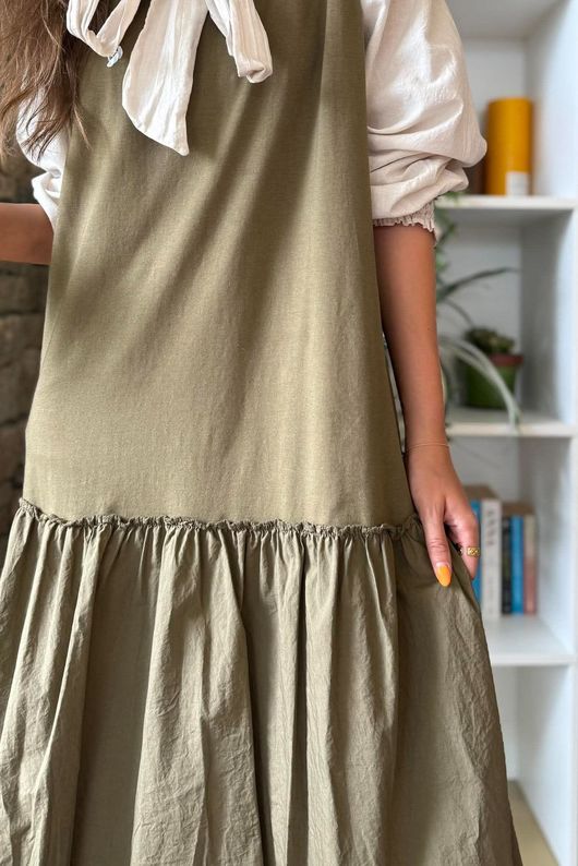 Paloma Tela Bubble Dress Deep Olive