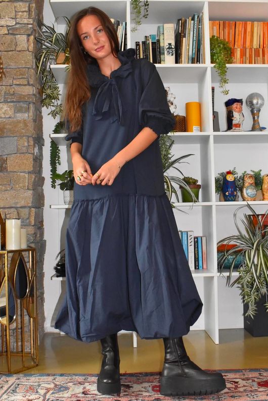 Paloma Tela Bubble Dress Navy