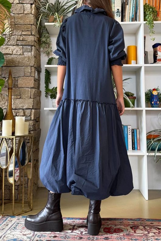 Paloma Tela Bubble Dress Navy
