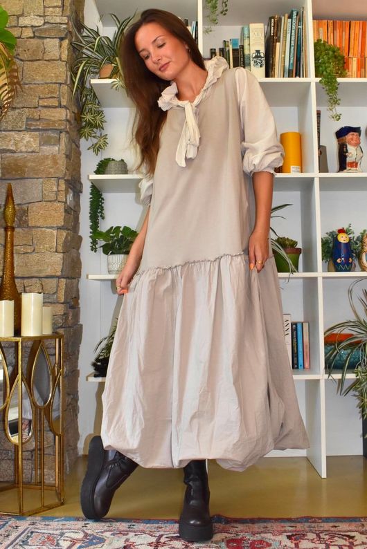 Paloma Tela Bubble Dress Stone