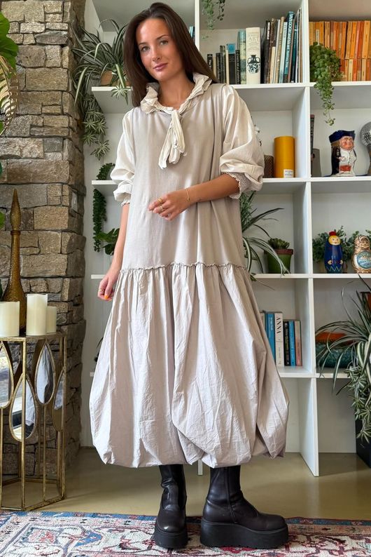 Paloma Tela Bubble Dress Stone