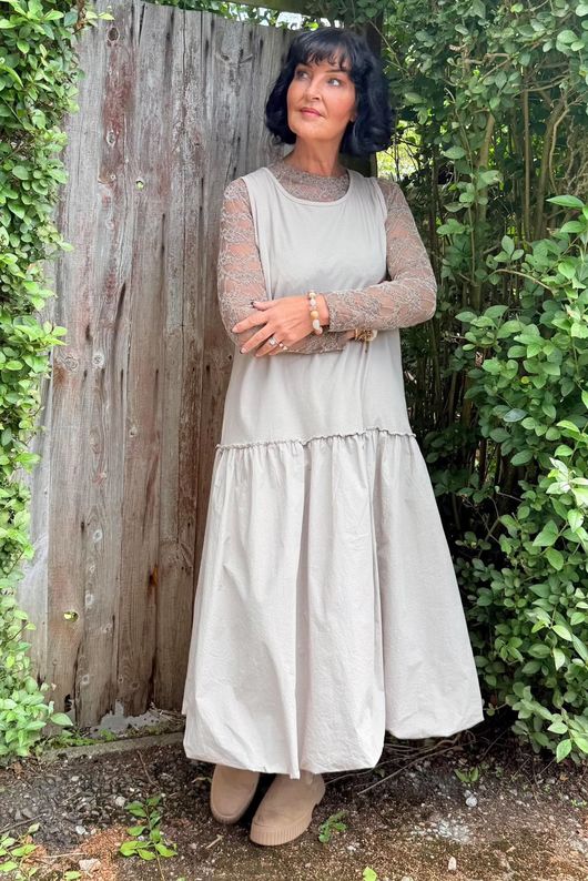 Paloma Tela Bubble Dress Stone