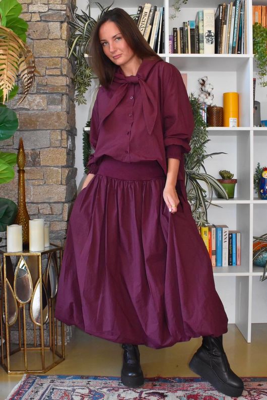 Paloma Tela Bubble Skirt Aubergine