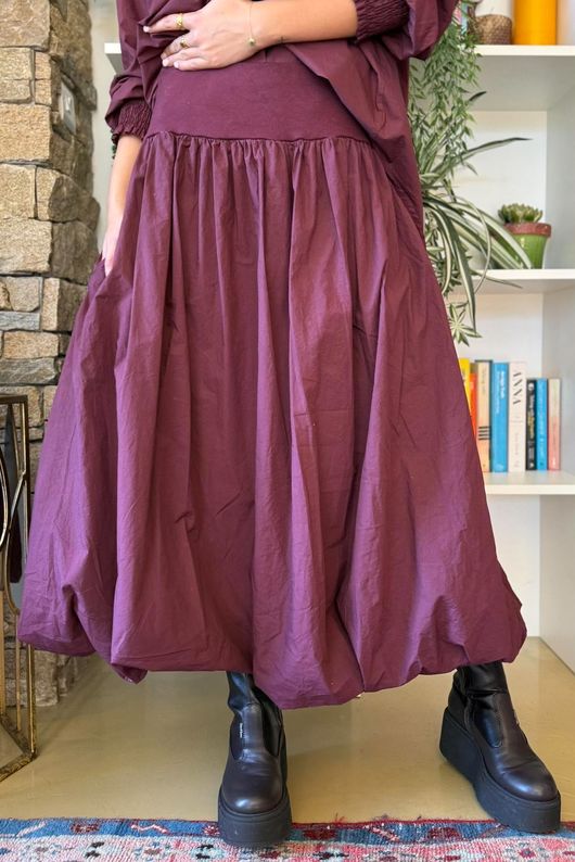 Paloma Tela Bubble Skirt Aubergine