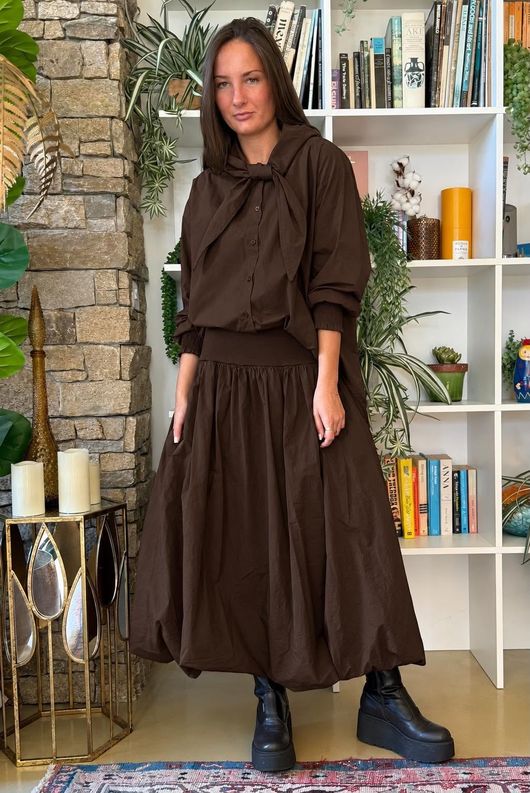 Paloma Tela Bubble Skirt Coffee Bean