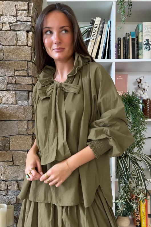 Paloma Tela Poet Blouse Deep Olive