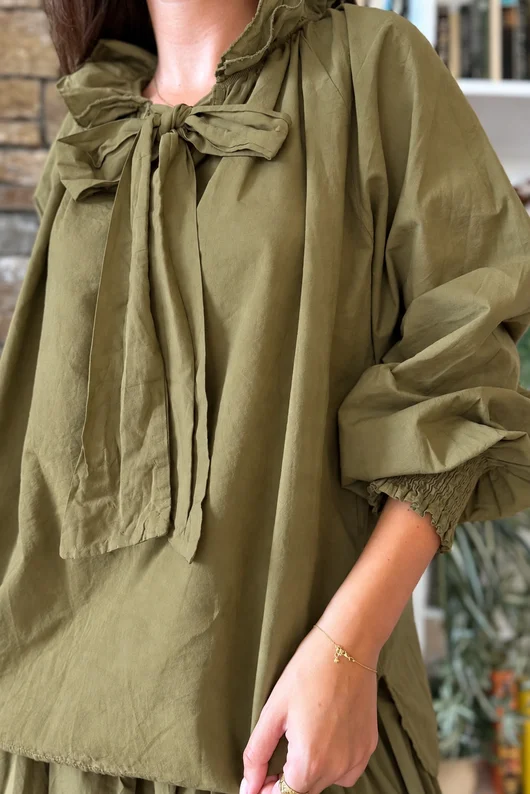 Paloma Tela Poet Blouse Deep Olive