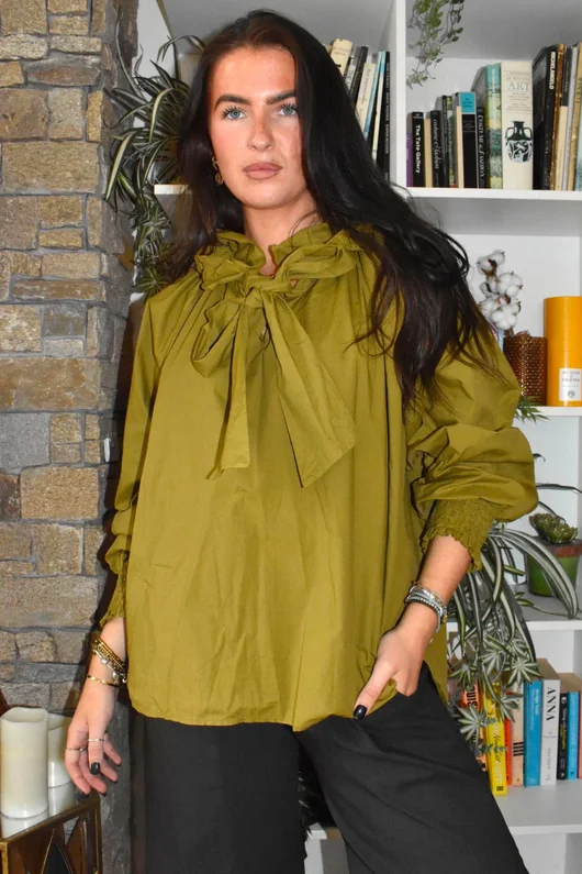 Paloma Tela Poet Blouse Mucky Olive 