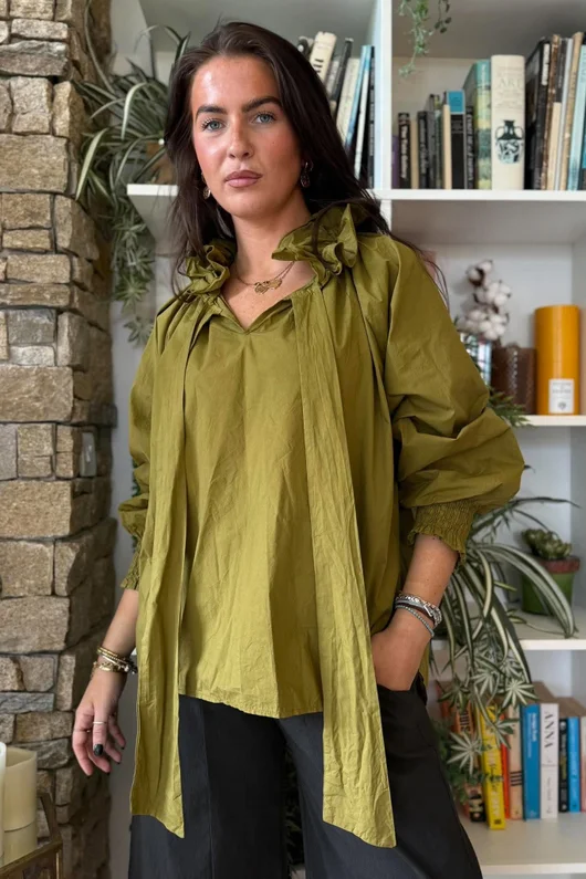 Paloma Tela Poet Blouse Mucky Olive 