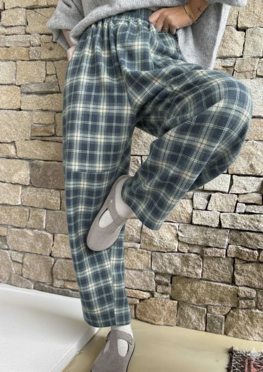 Patrick Plaid Brushed Cotton Barrel Pant Grey /25 Pre order 1 week
