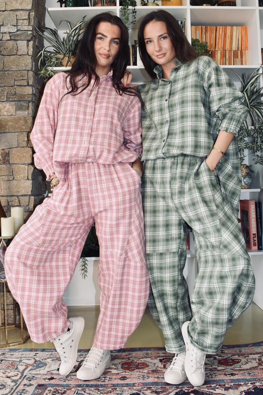 Patrick Plaid Brushed Cotton Barrel Pant Meadow