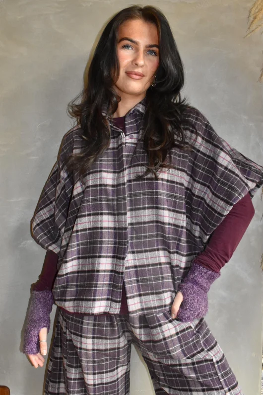 Patrick Plaid Brushed Cotton Blouse Fig