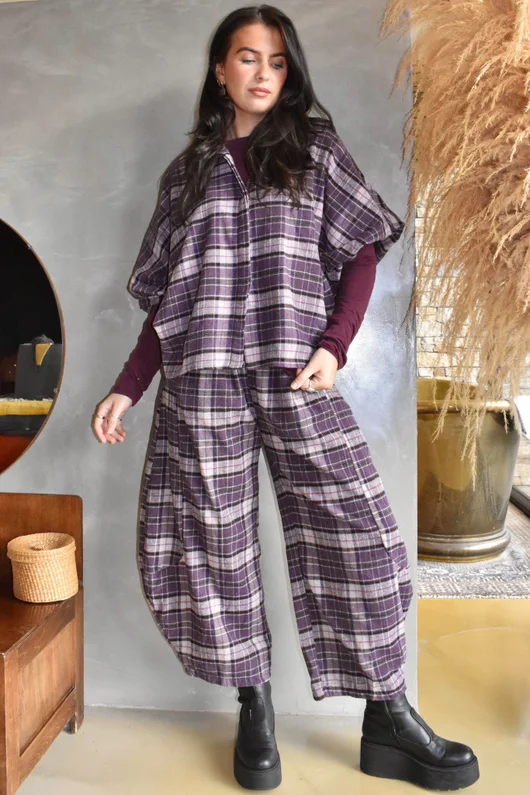 Patrick Plaid Brushed Cotton Blouse Fig