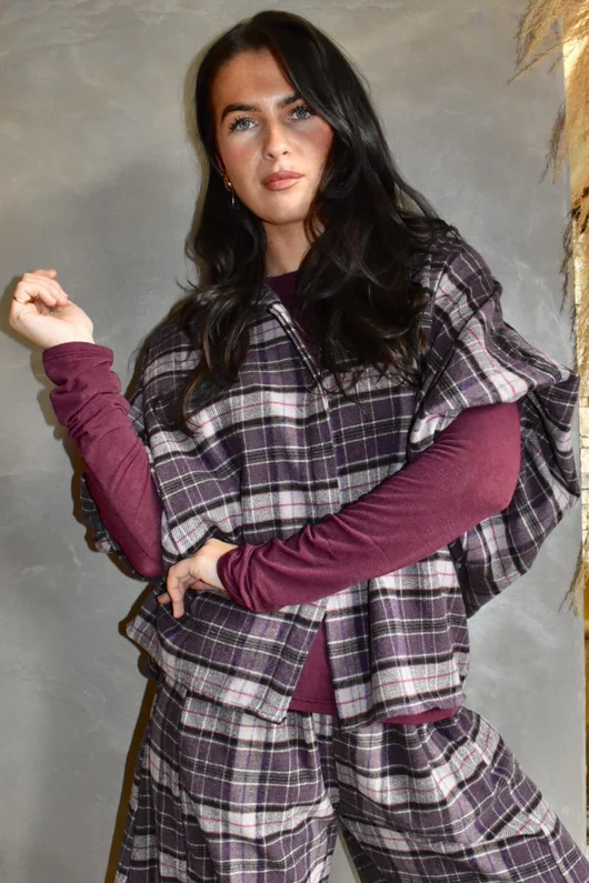 Patrick Plaid Brushed Cotton Blouse Fig