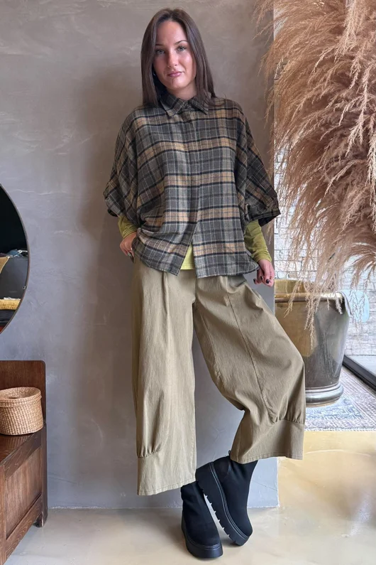 Patrick Plaid Brushed Cotton Blouse Olive