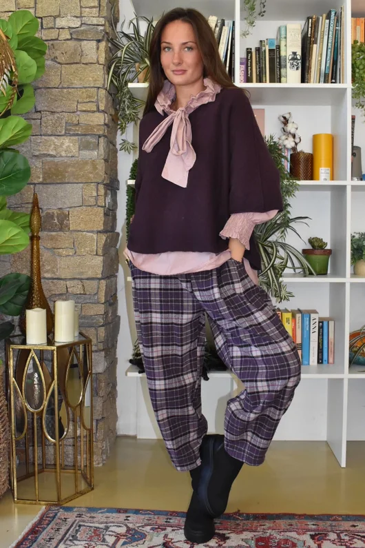 Patrick Plaid Brushed Cotton Carrot Leg Trouser Fig
