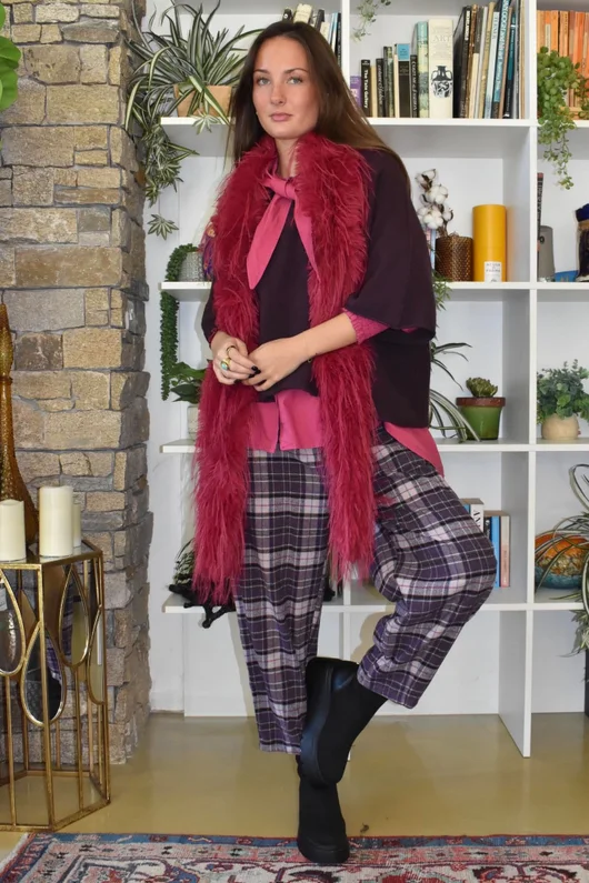Patrick Plaid Brushed Cotton Carrot Leg Trouser Fig