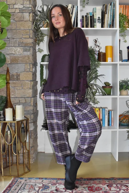 Patrick Plaid Brushed Cotton Carrot Leg Trouser Fig