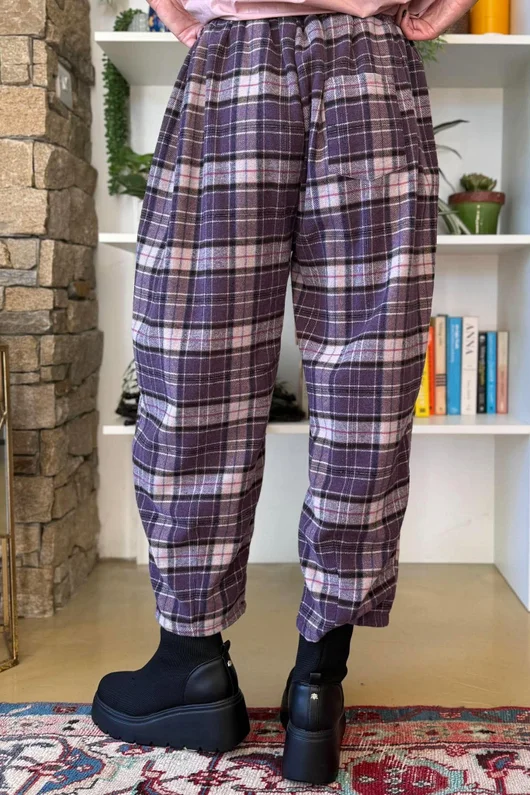 Patrick Plaid Brushed Cotton Carrot Leg Trouser Fig