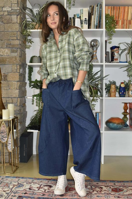 Patrick Plaid Brushed Cotton Edwardian Blouse Meadow