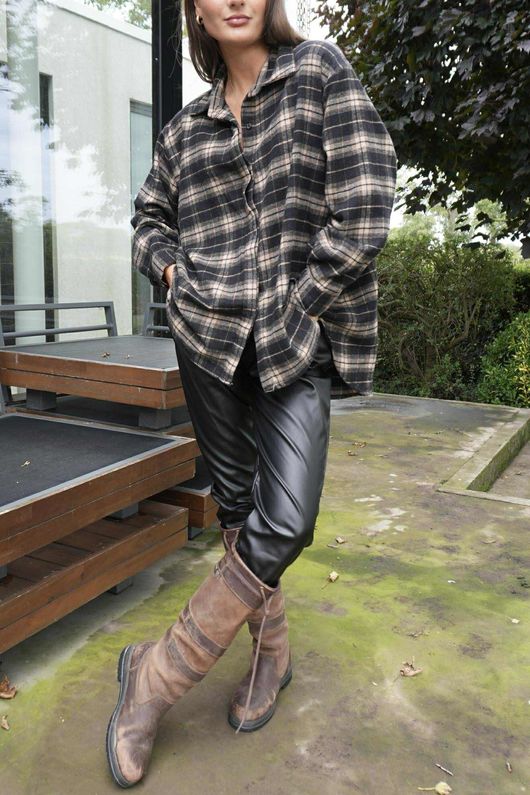 Patrick Plaid Brushed Cotton Shirt Black