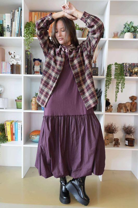 Patrick Plaid Brushed Cotton Shirt Burgundy