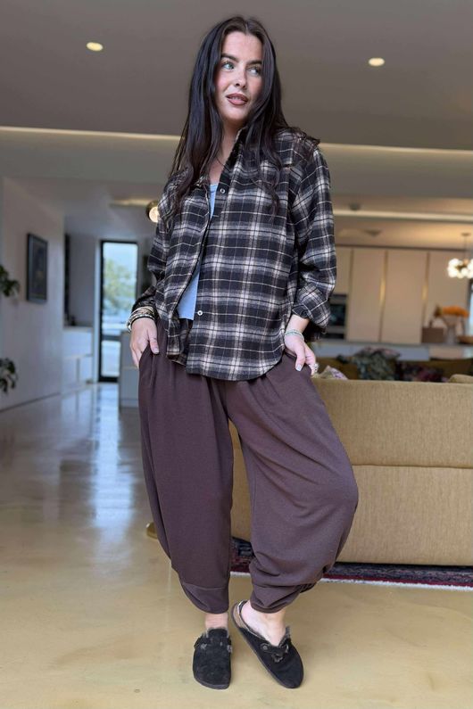 Patrick Plaid Brushed Cotton Shirt Chocolate