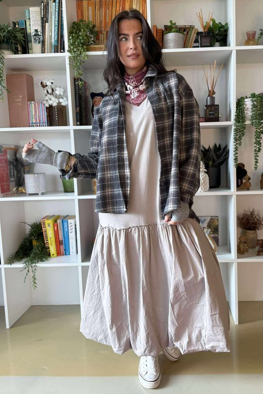 Patrick Plaid Brushed Cotton Shirt Grey