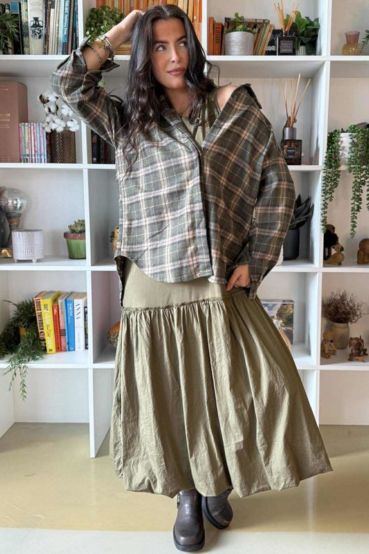 Patrick Plaid Brushed Cotton Shirt Khaki