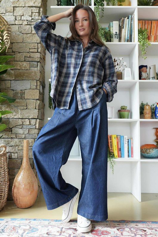 Patrick Plaid Brushed Cotton Shirt Navy