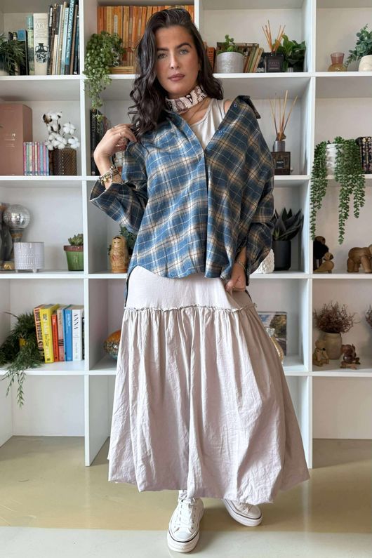 Patrick Plaid Brushed Cotton Shirt Teal