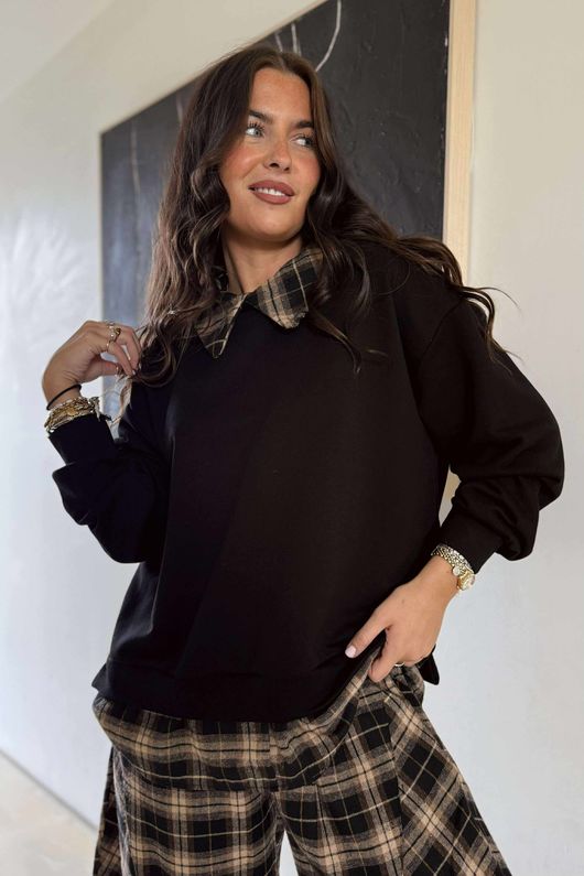 Patrick Plaid Lazy Layer Sweatshirt Black /19=