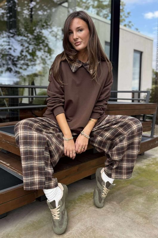 Patrick Plaid Lazy Layer Sweatshirt Chocolate /22=