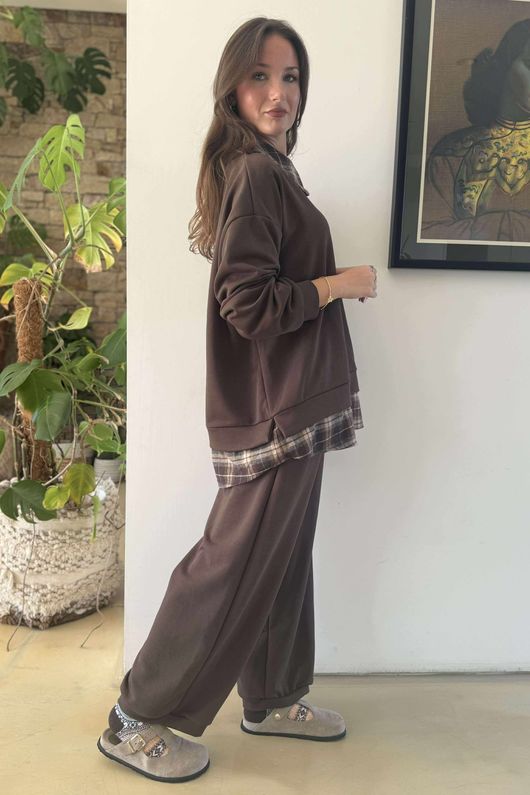 Patrick Plaid Lazy Layer Sweatshirt Chocolate /16 