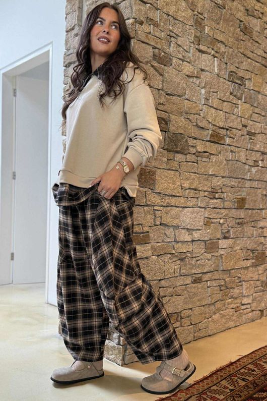 Patrick Plaid Lazy Layer Sweatshirt Stone /18=