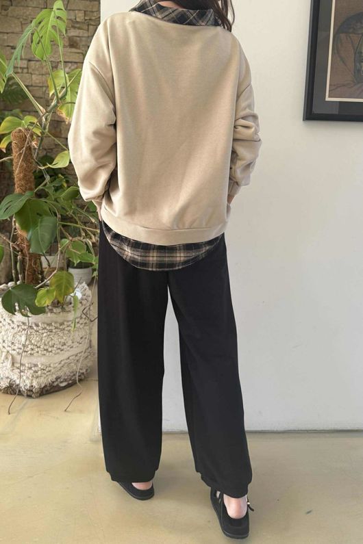 Patrick Plaid Lazy Layer Sweatshirt Stone /14 