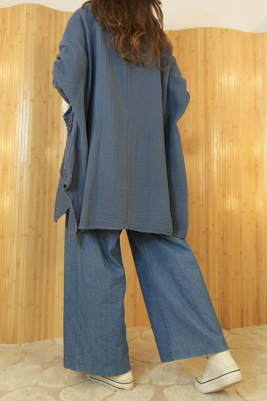 Paulo Pillow Cotton Honeycomb Parachute Tunic Denim /7