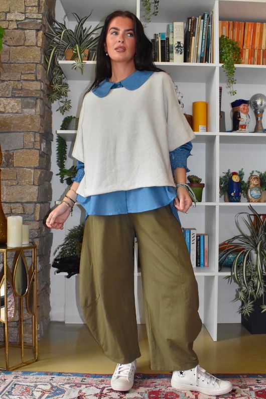 Perfect Denim Peter Pan Blouse Light