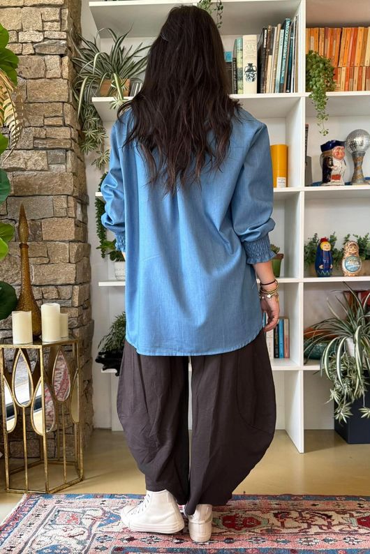 Perfect Denim Peter Pan Blouse Light