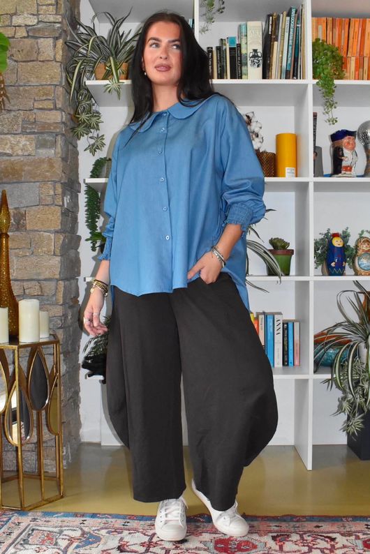 Perfect Denim Peter Pan Blouse Light