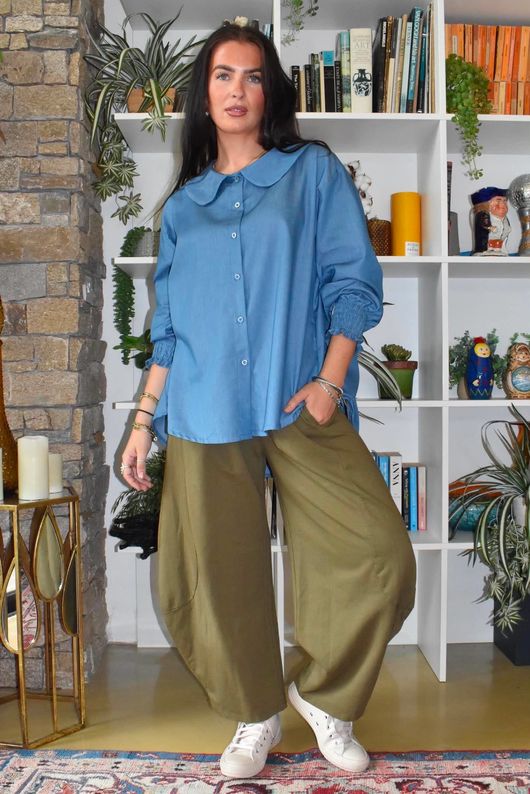 Perfect Denim Peter Pan Blouse Light