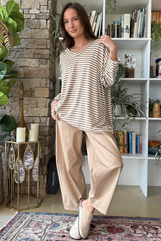  Perfect Breton V Long Sleeve Top Camel /18