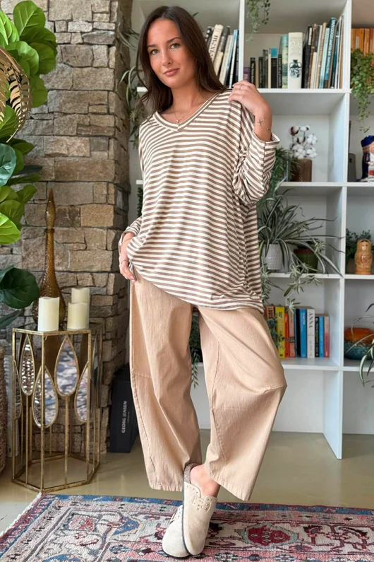  Perfect Breton V Long Sleeve Top Camel /18