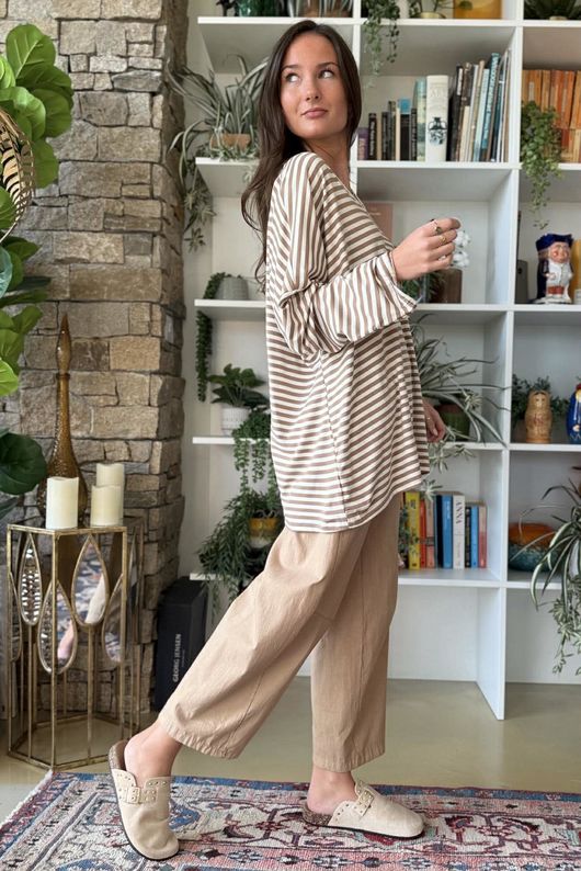  Perfect Breton V Long Sleeve Top Camel /18